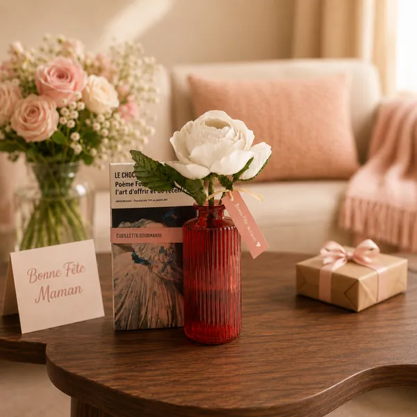 Flowrette coffret Vitaminé bougie pivoine papier vase verre