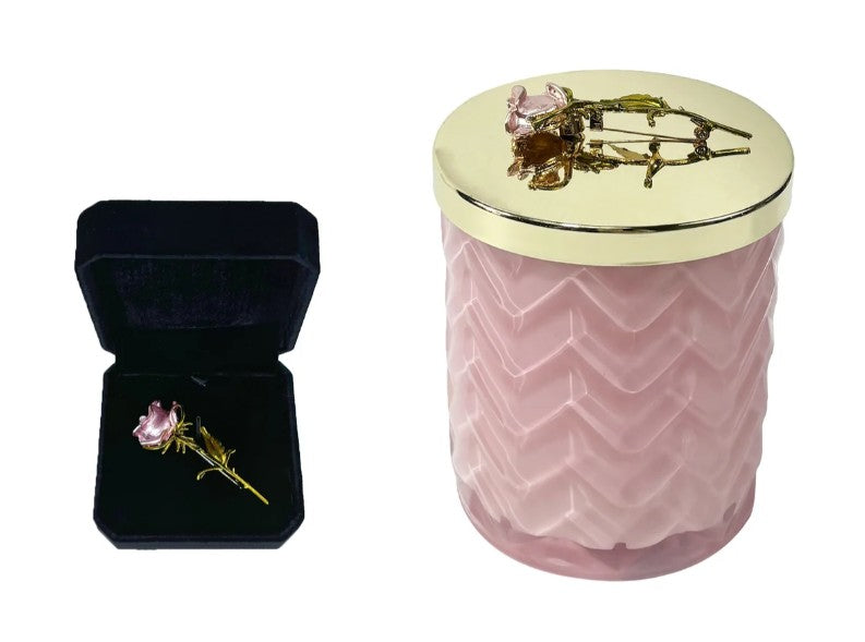 Côte Noire Herringbone Candles bougie Charente Rose 600g