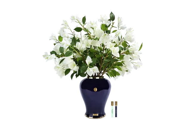 Côte Noire Imperial IMPB01 bougainvillée urne indigo blanc 70cm