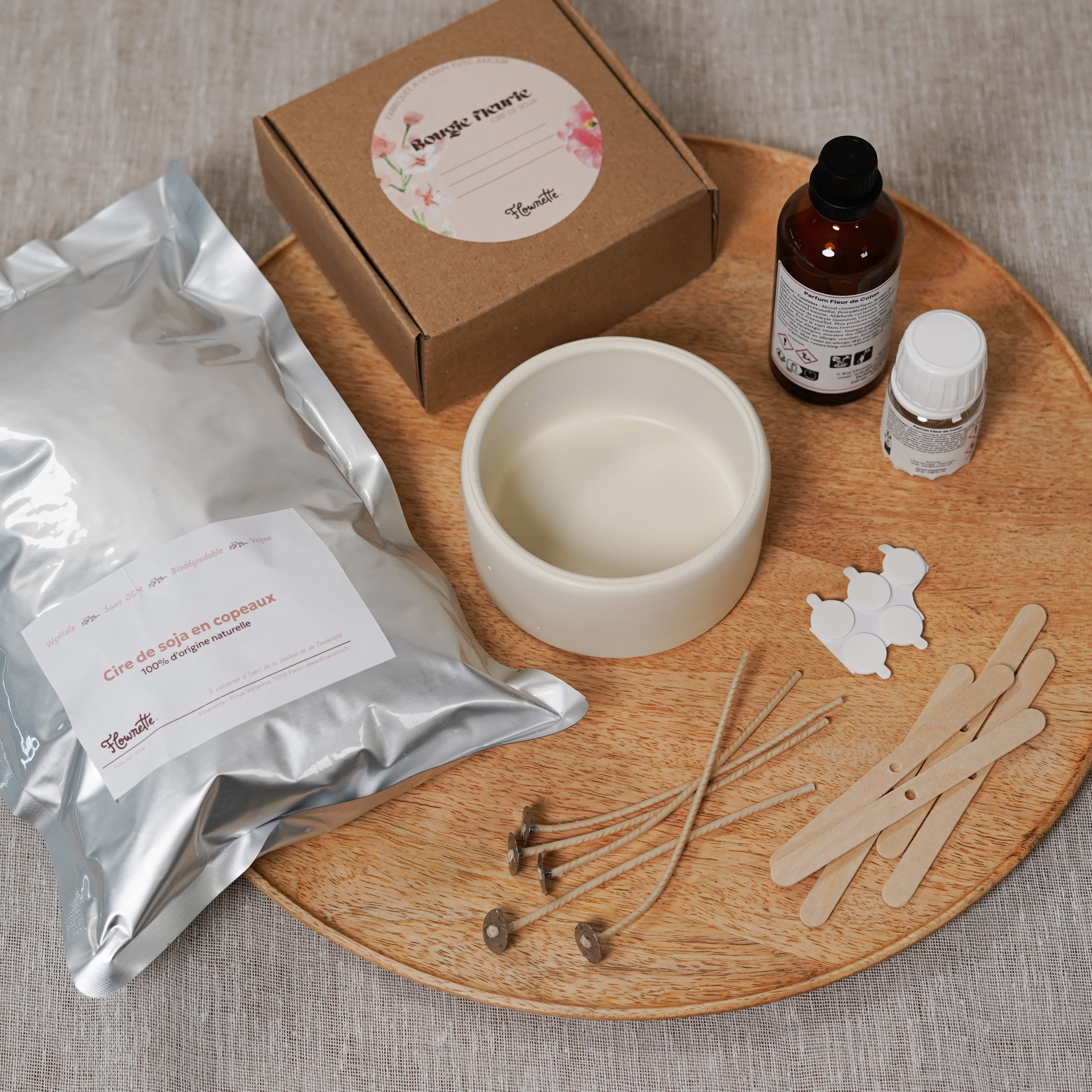 Flowrette Mèches bougie DIY coton ciré kit 5 pièces TCR
