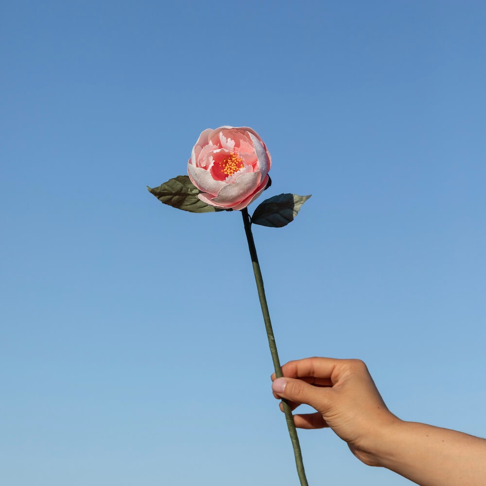 Flowrette Pivoine papier rose clair fleur x1