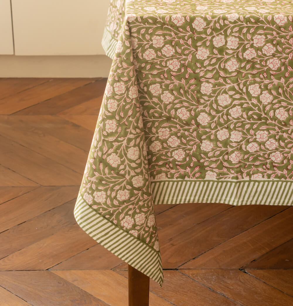Flowrette Art de la table Nappe Morena nappe coton 150x220 kaki