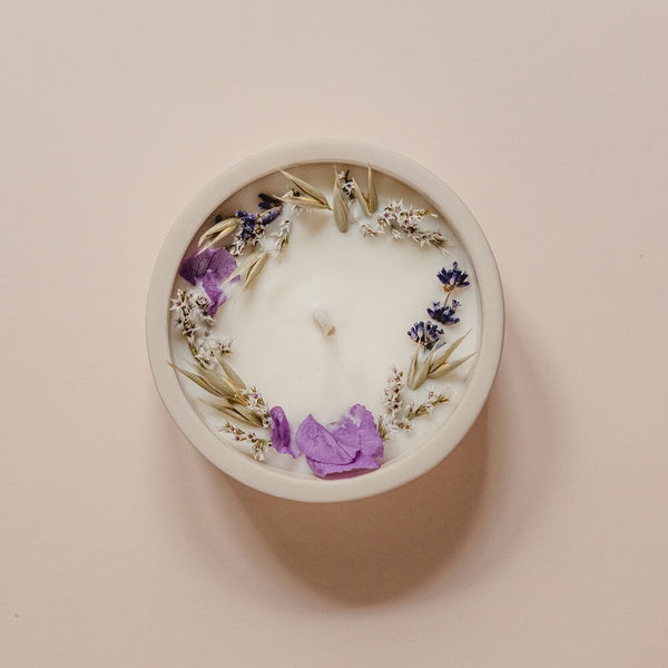 Flowrette Bougie lavandin florale cire soja pot céramique