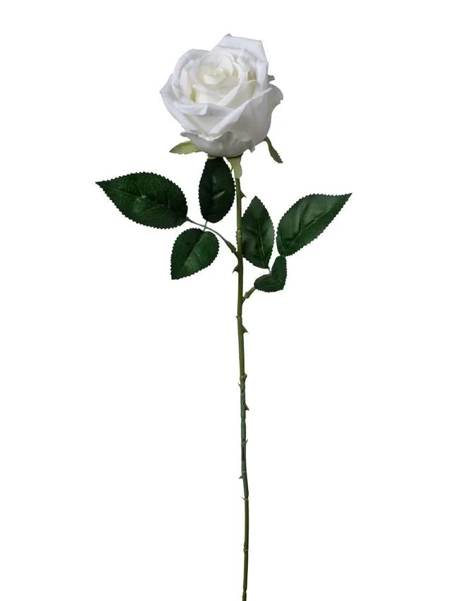 Feuillazur Rungis Rose sur tige fleur artificielle blanc 66cm