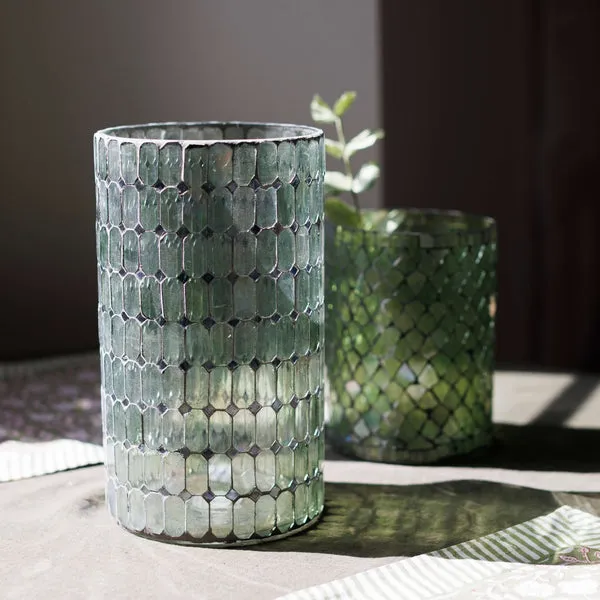 Flowrette Large Mosaic grand vase mosaïque vert artisanal