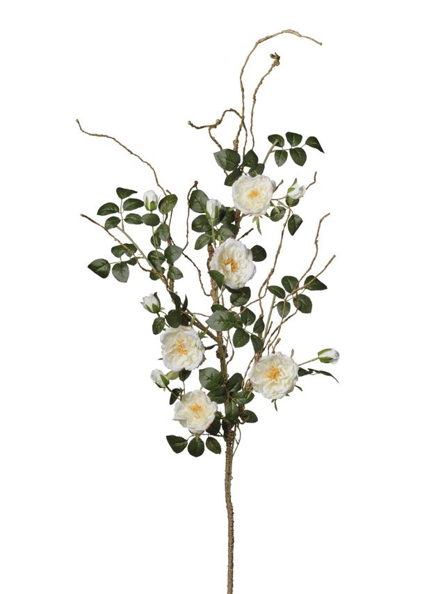 Feuillazur Rungis Branche de Rosier fleur artificielle jaune 125 cm