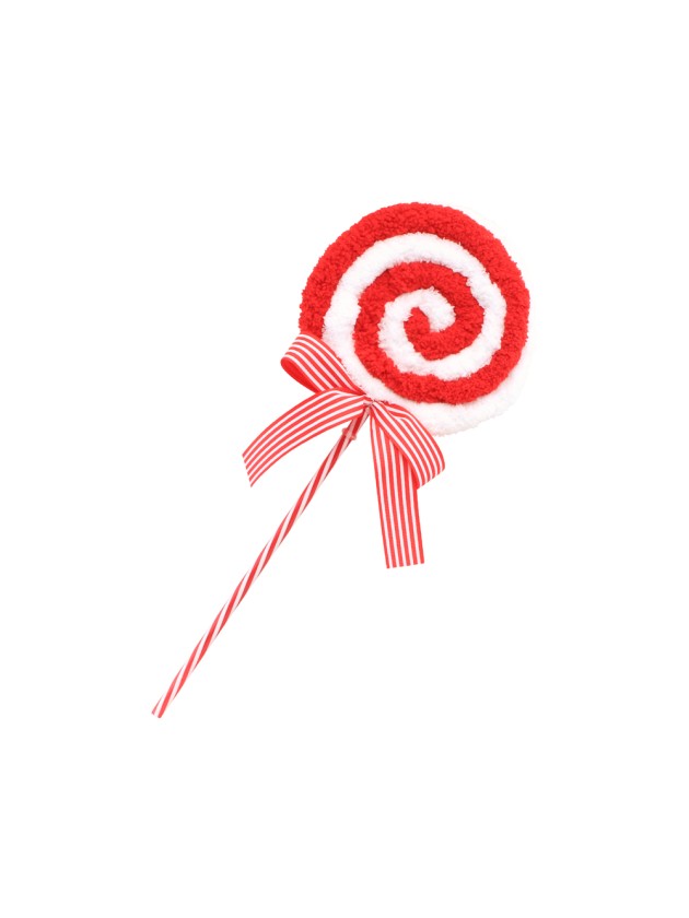 Feuillazur Sucette fourrure ruban candy déco Noël 36cm