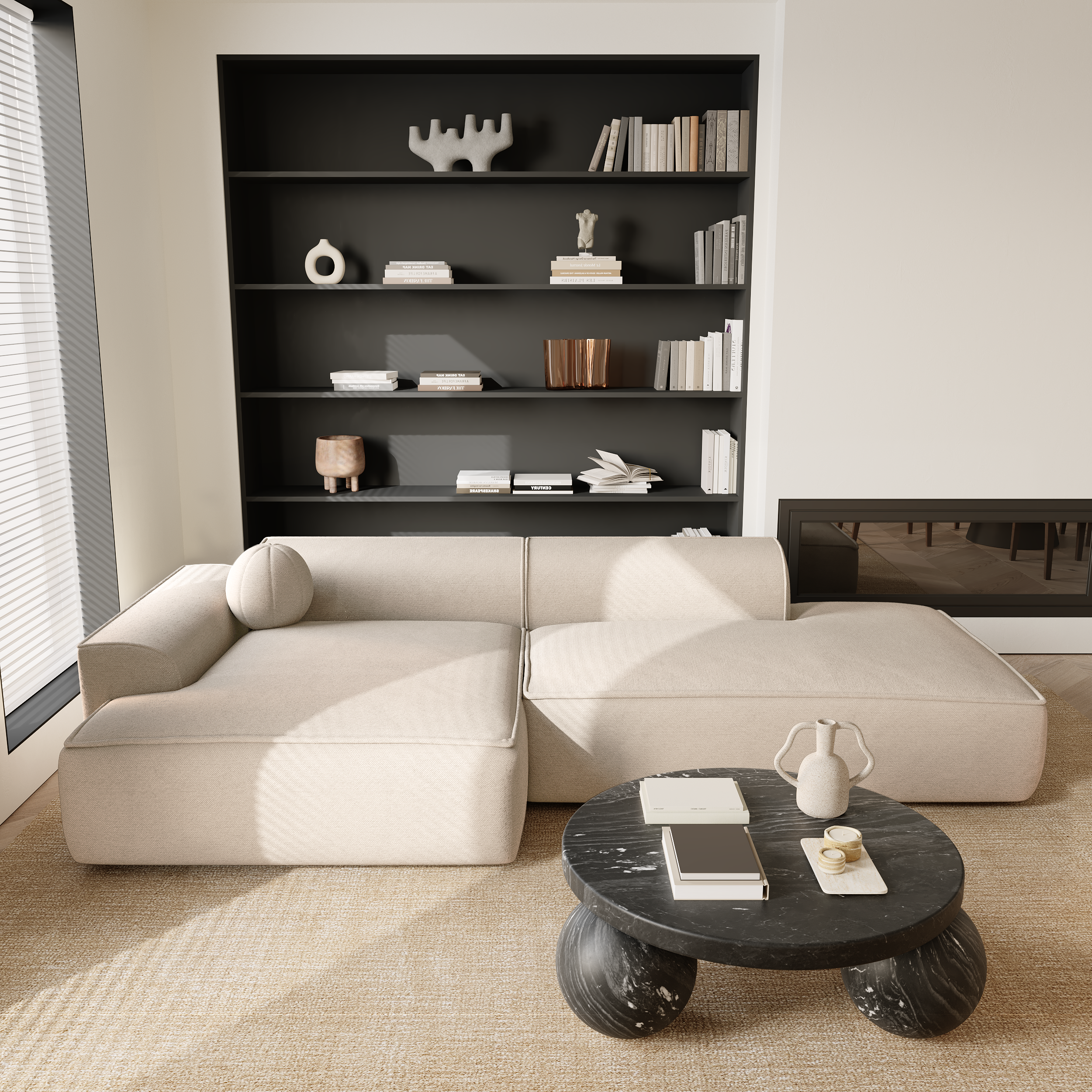 Sia Home Ania canapé angle gauche crème 5 places