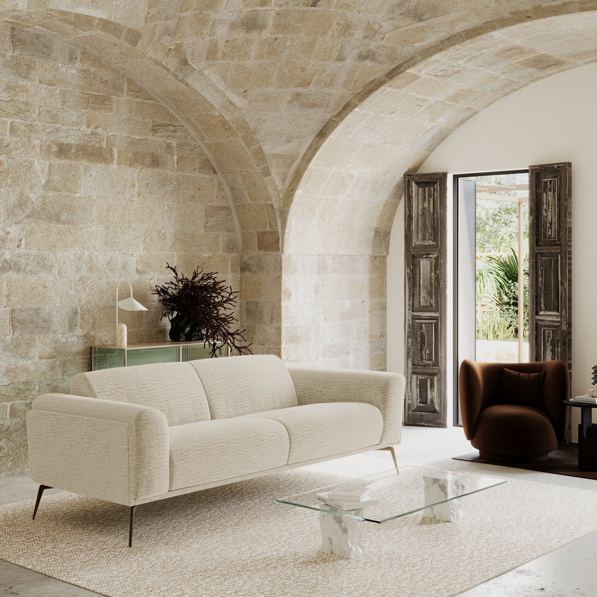 Sia Home Swann canapé crème tissu 5 places
