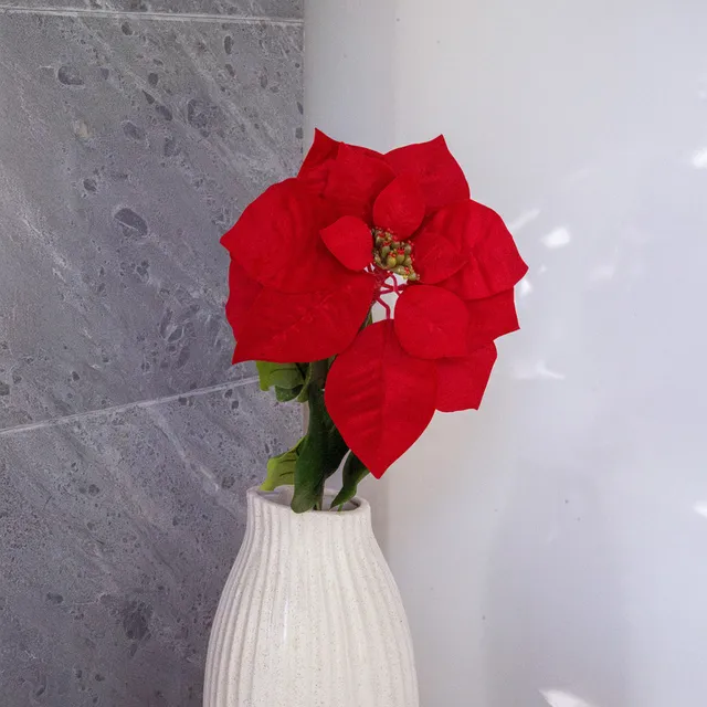 Flowrette Tige de Poinsettia fleur artificielle rouge x1 Noël