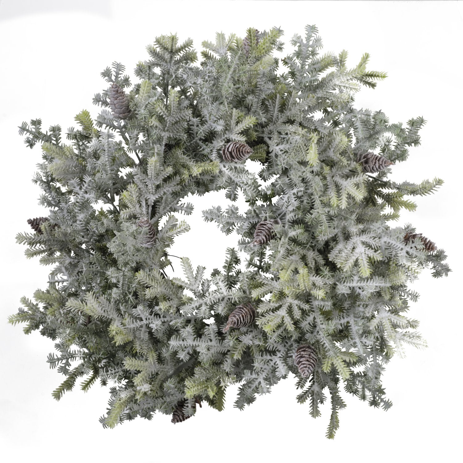 Feuillazur Couronne pin enneigé 50cm déco Noël artificielle