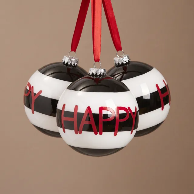 Sia Home Happy boule Noël graphique rouge 8 cm