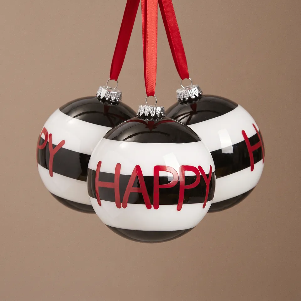 Sia Home Happy boule Noël graphique rouge 8 cm