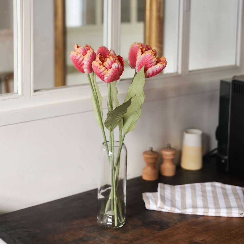 Flowrette Tulipe bicolore fleur en papier x1 pétales teintés