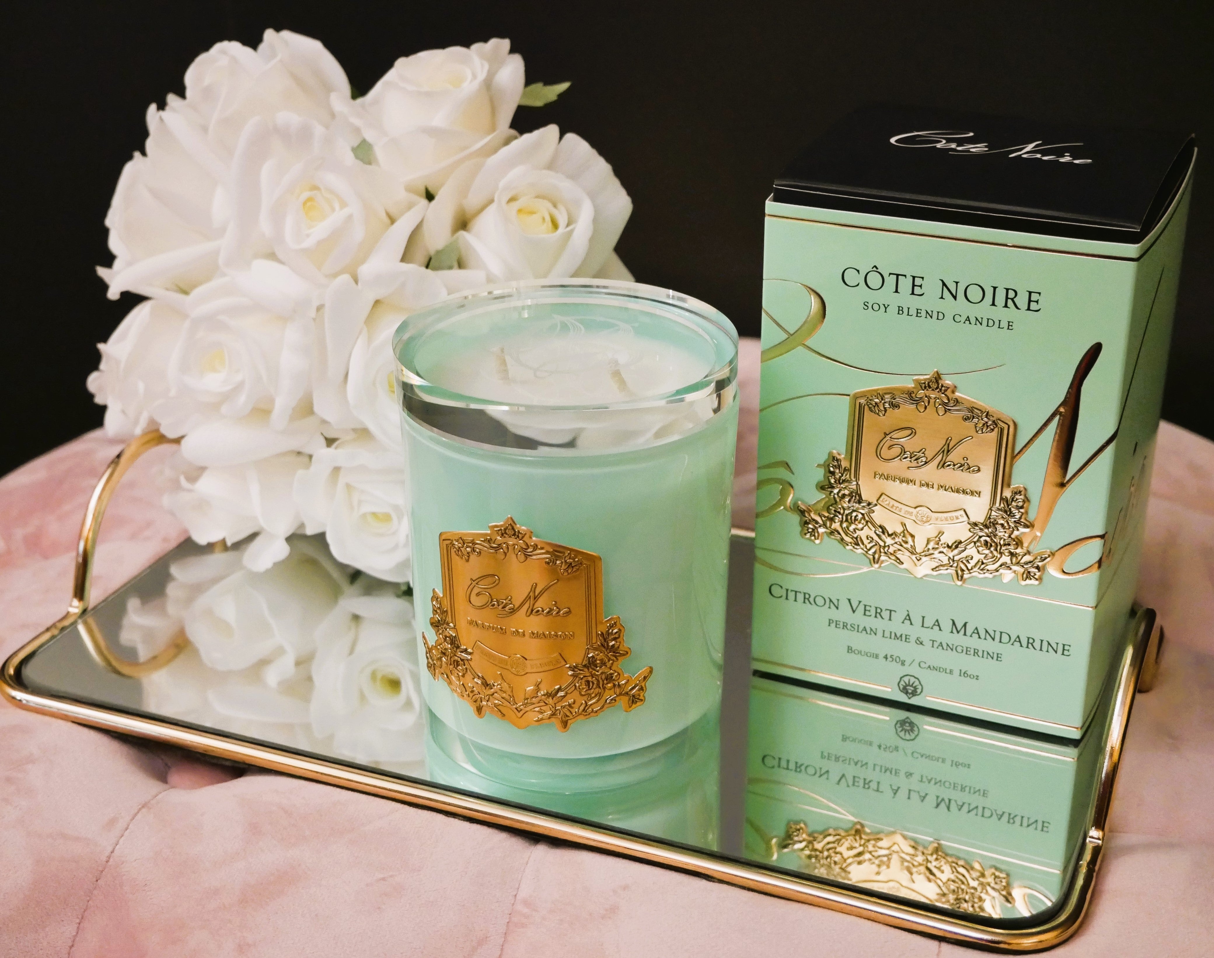 Côte Noire Soy Blend bougie Persian Lime 450 g bleu jade