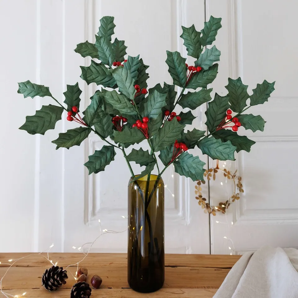 Flowrette Houx branche en papier fleur x1 Noël