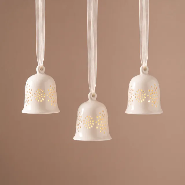 Sia Home Boules suspensions Noël Cloche LED beige