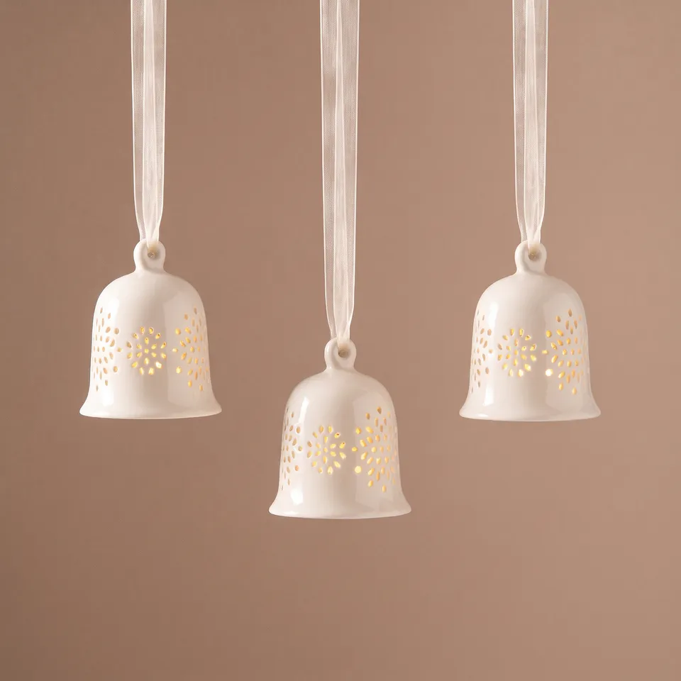 Sia Home Boules suspensions Noël Cloche LED beige