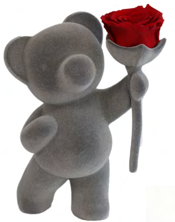 Feuillazur Rungis Ours rose à la main rouge rose stabilisée
