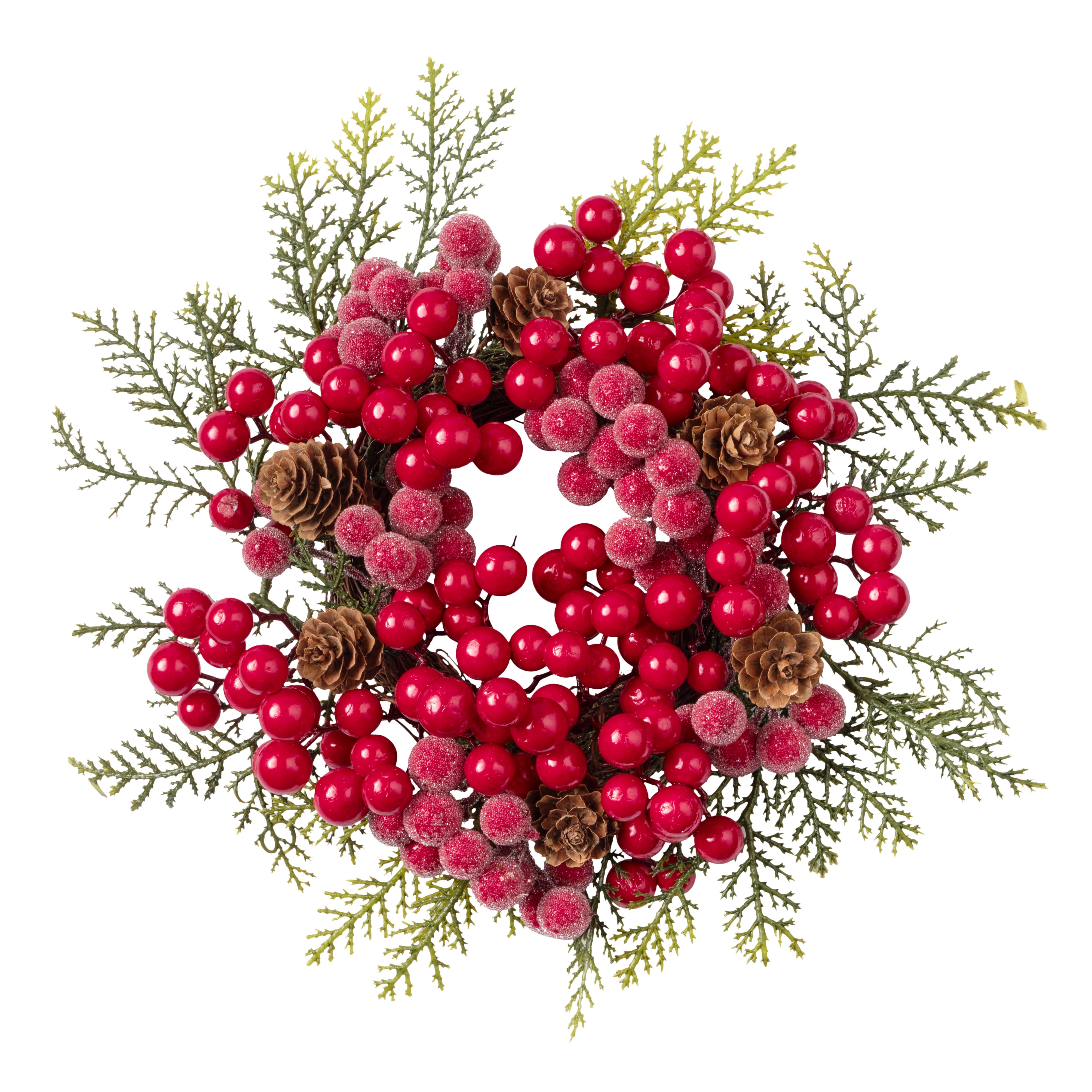 Feuillazur Rungis Couronne baies fleur Noël rouge 3,5cm