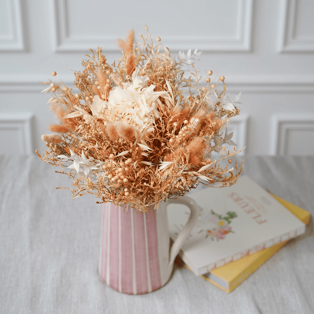 Flowrette Léandre bouquet fleurs séchées blanc