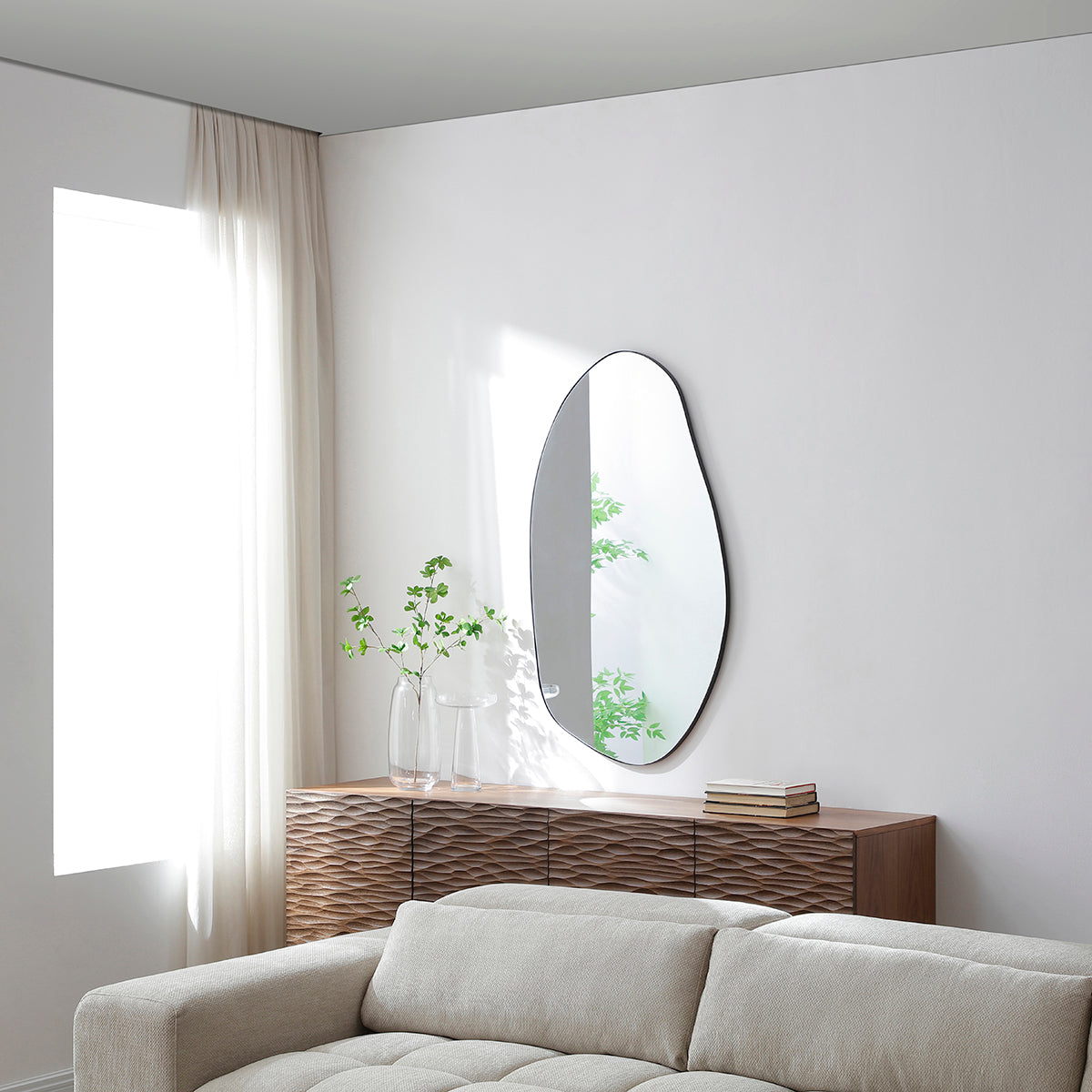 Sia Home Miroirs Organique 115 cm miroir noir mat
