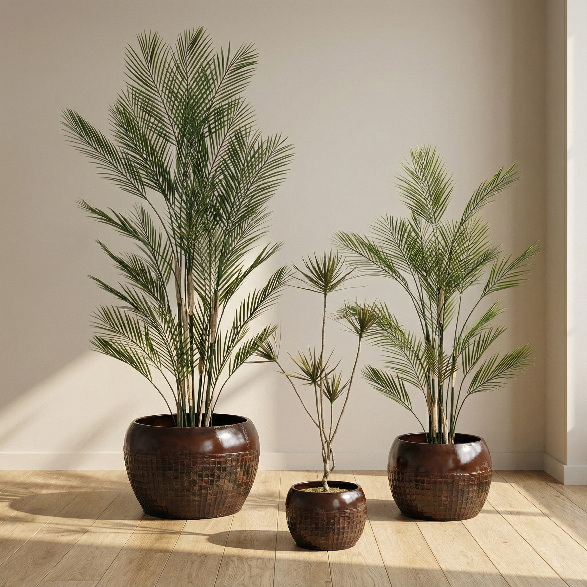 Sia Home Elen Cache-pots métal marron lot 3