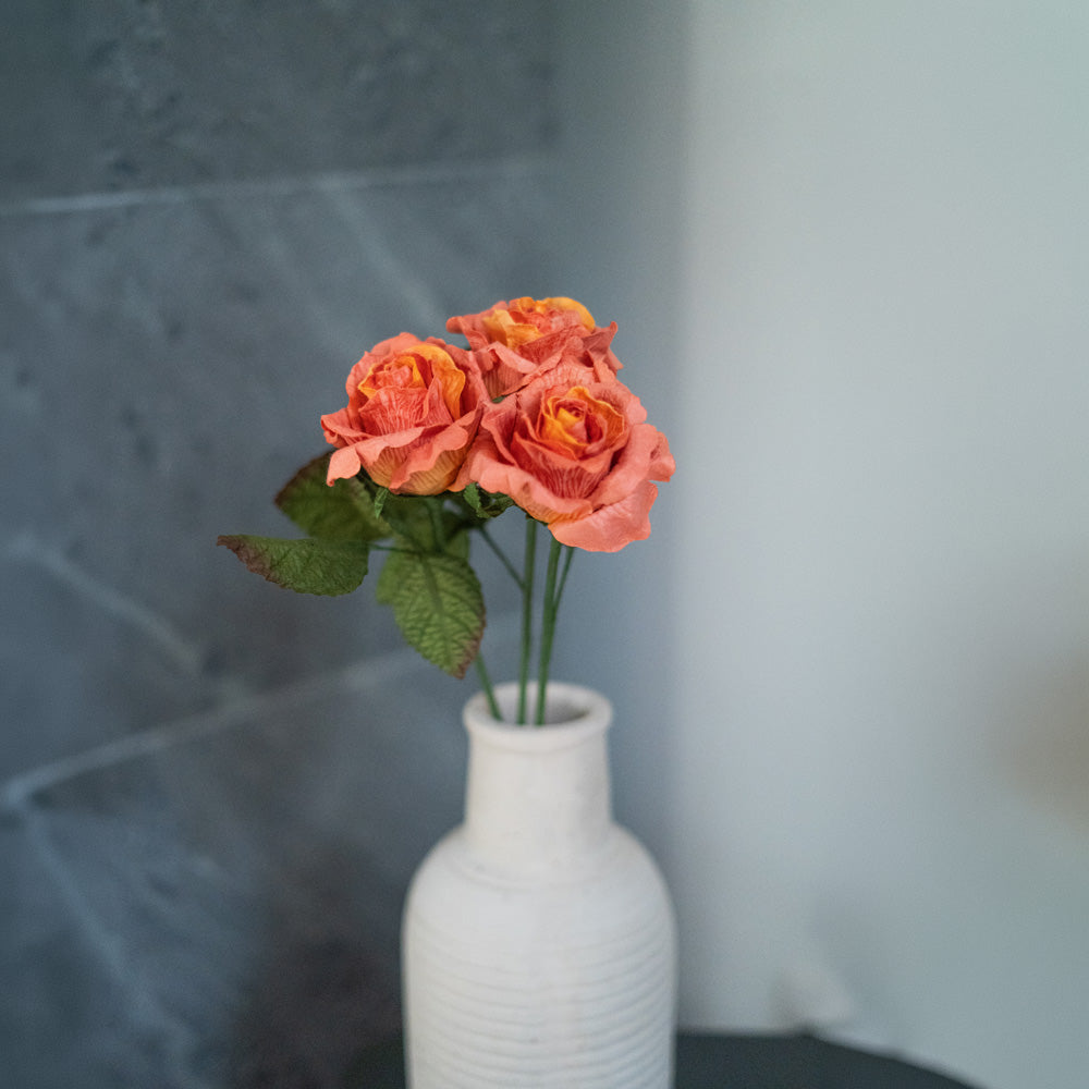 Flowrette Rose Lady fleur papier orange x1 éclat durable