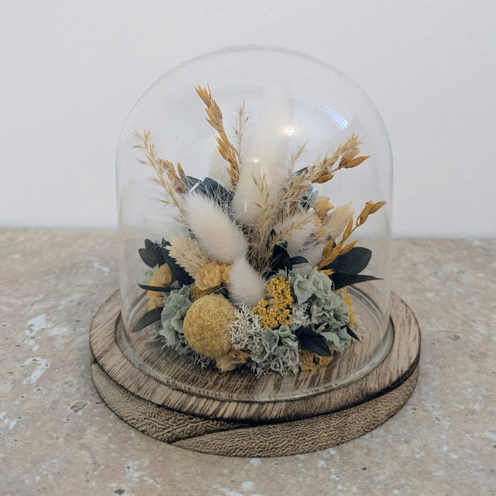 Nymaya La Tournette cloche fleurs séchées jaunes