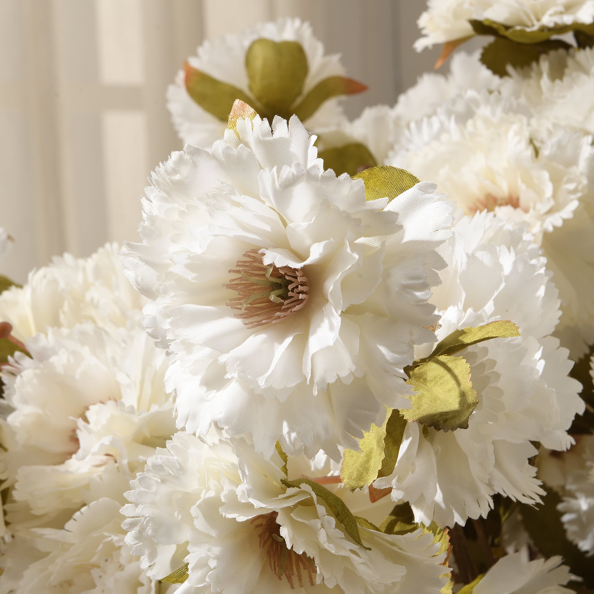 Sia Œillet tige artificielle crème 70 cm 3 fleurs