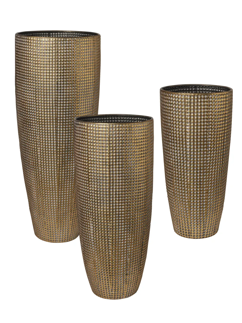 Feuillazur Rungis Lot de 3 vases doré motif 38x95cm