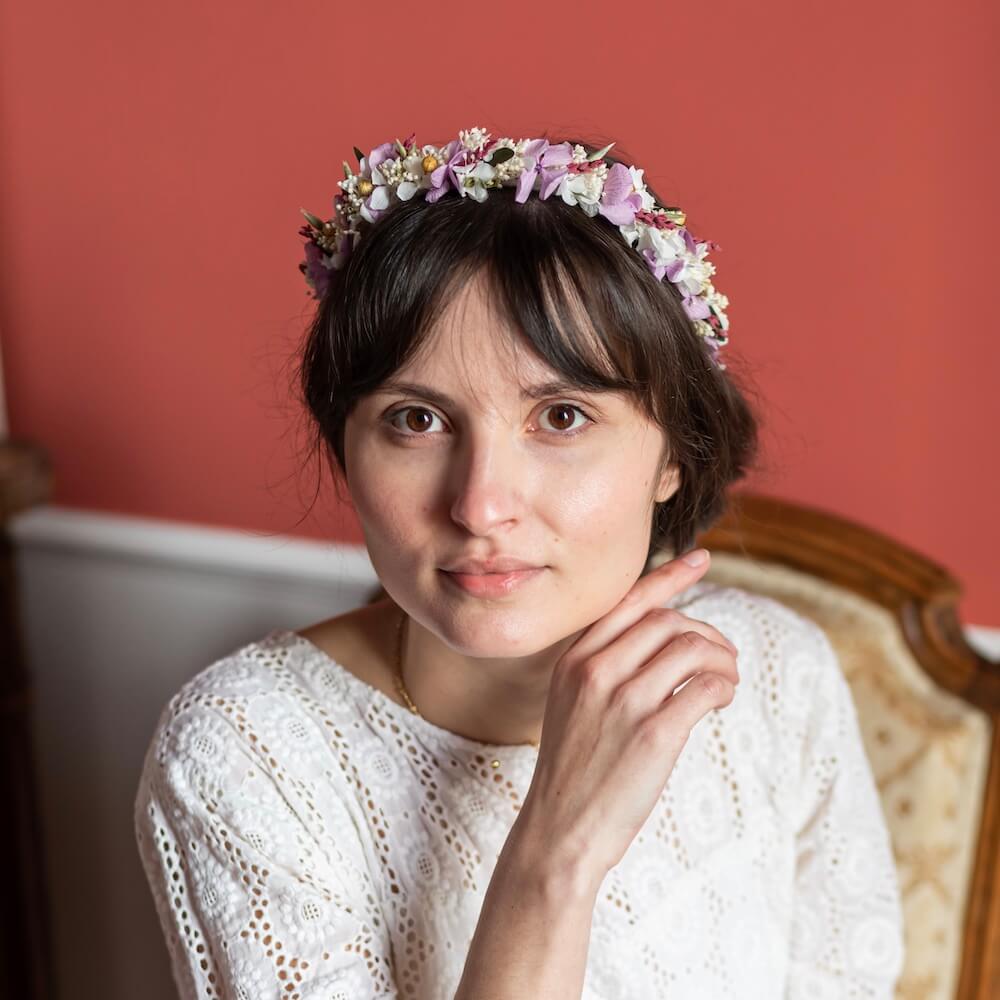 Flowrette Davia couronne fleurs séchées mariage bohème