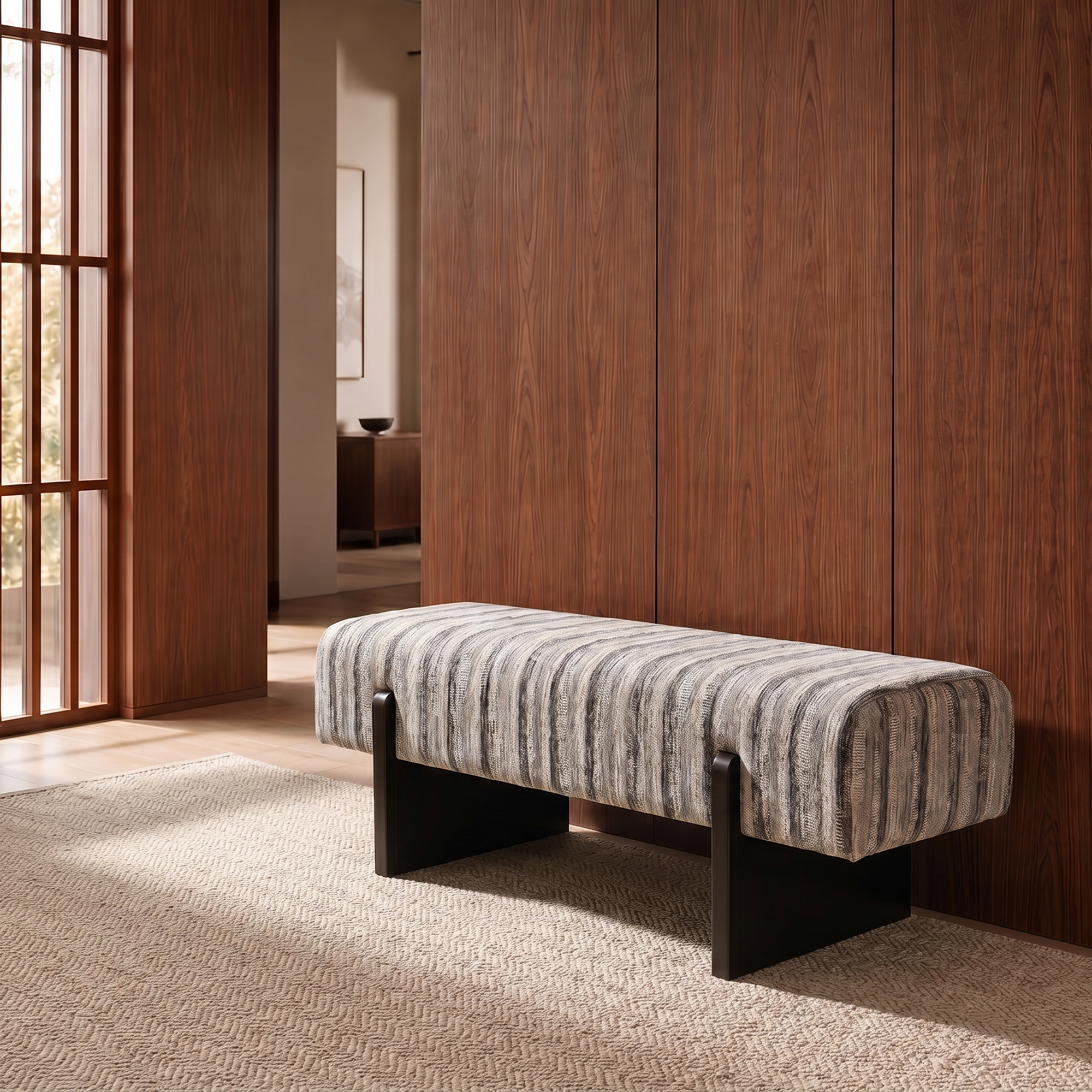 Sia Vog Banc tissu tramé motif gris bleu