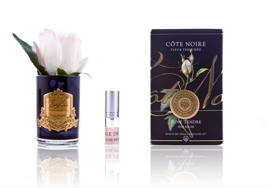 Côte Noire Perfumed GMRB42 bouton rose blush vase noir
