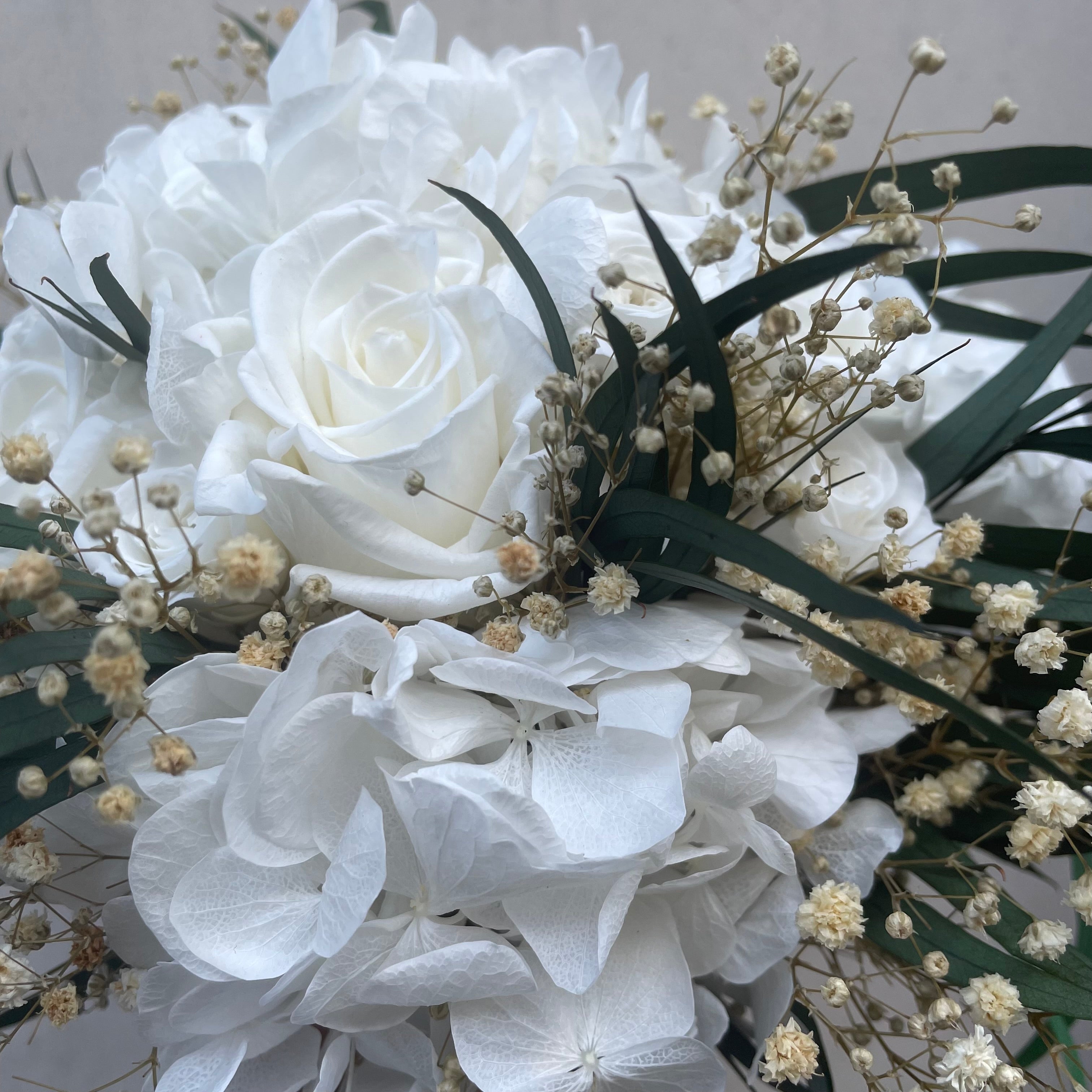 Ateliers Ouchamp Rue d'Italie bouquet mariée stabilisé blanc 30 cm