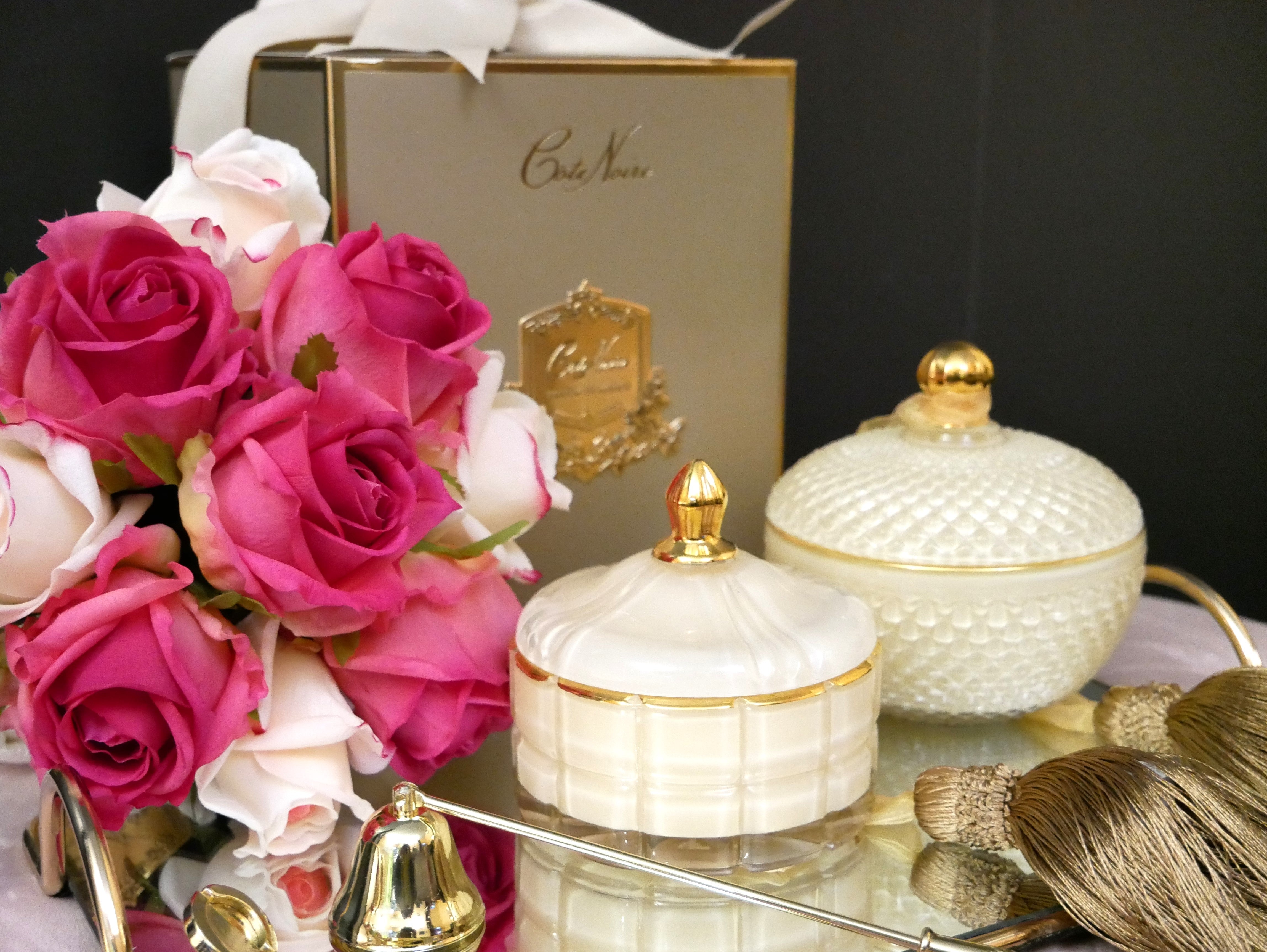 Côte Noire Art Deco GML30005 bougie vanille blanche 300g crème