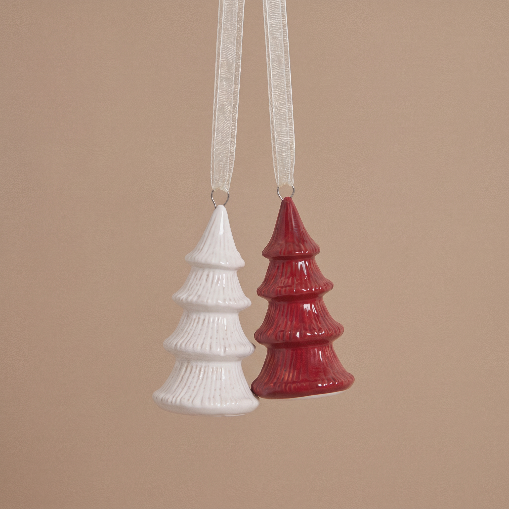 Sia Home Lappi Sapins suspension Noël rouge grès lot de 2