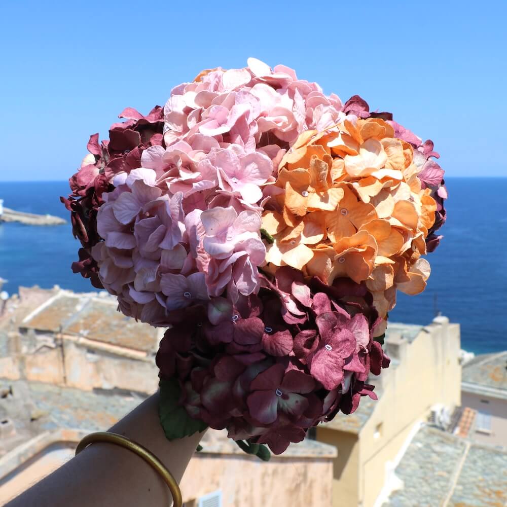 Flowrette Hortensia d'automne bouquet papier mauve