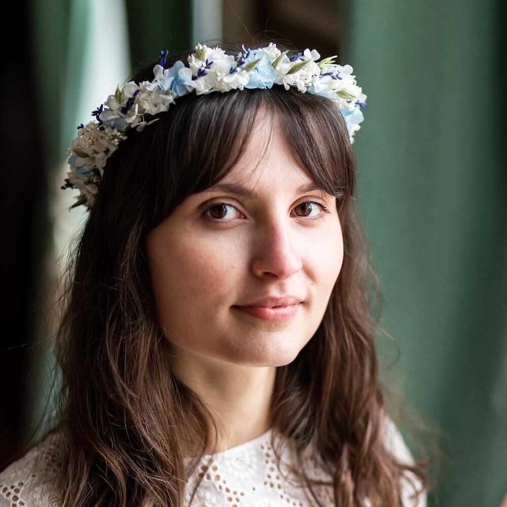 Flowrette Camille couronne fleurs mariage ruban ajustable