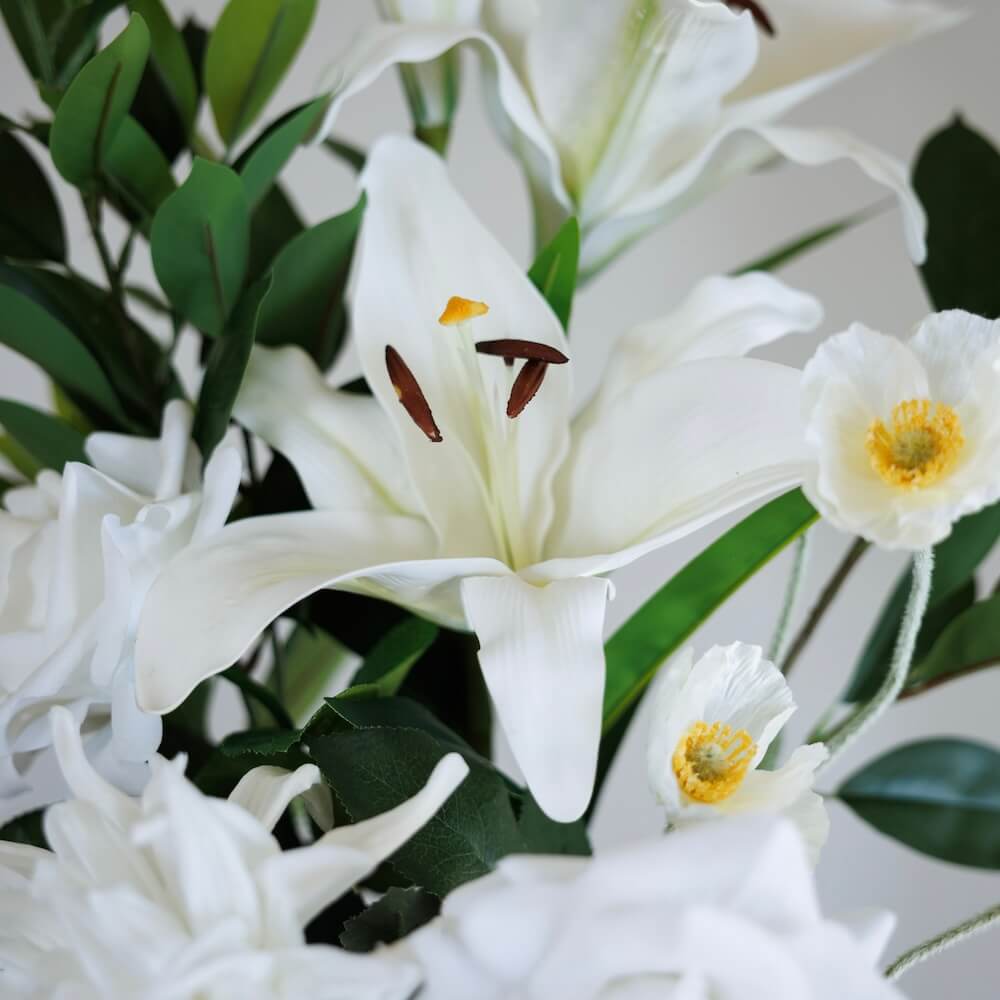 Flowrette Geneviève Bouquet Fleurs Artificielles Blanc Real Touch