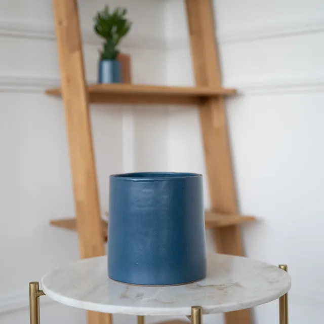 Flowrette Cache-pot céramique bleu grès mat fait main