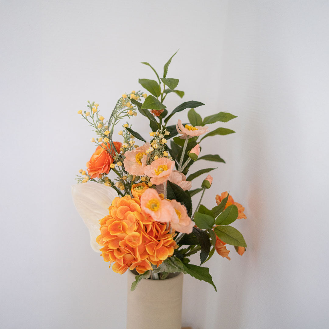Flowrette Hortense bouquet fleurs artificielles orange Real Touch