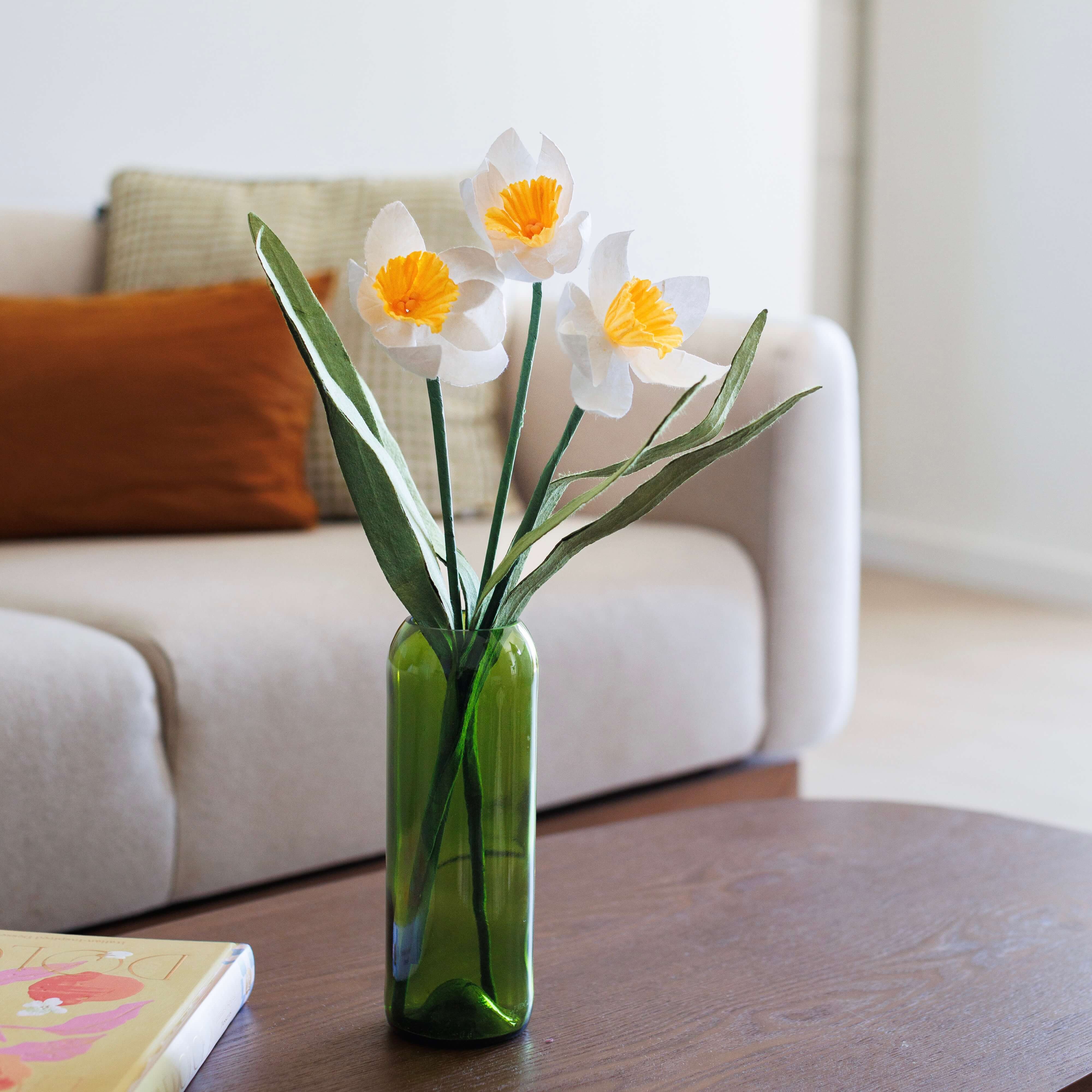 Flowrette Narcisse fleur en papier jaune et blanc x1