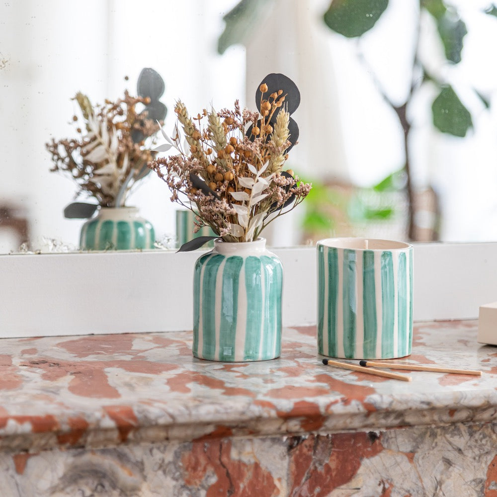 Flowrette Décoration coffret matchy vert bougie vase