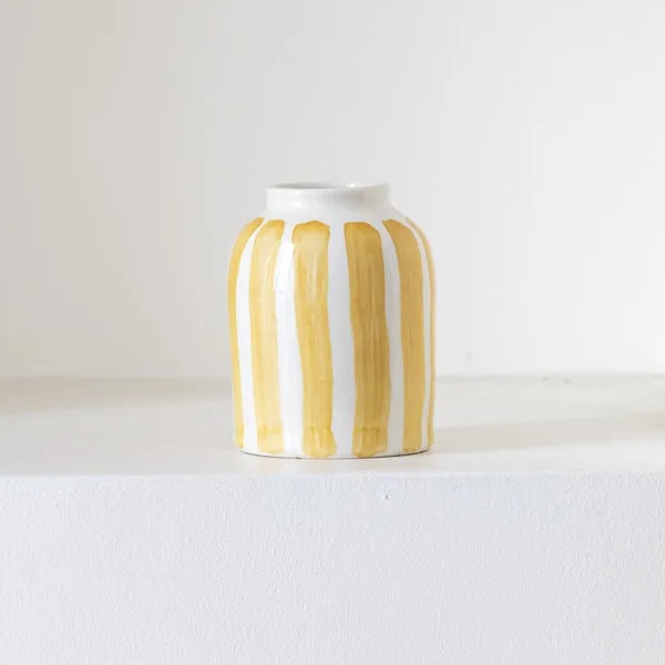 Flowrette Vase soliflore rayures jaunes céramique fait main