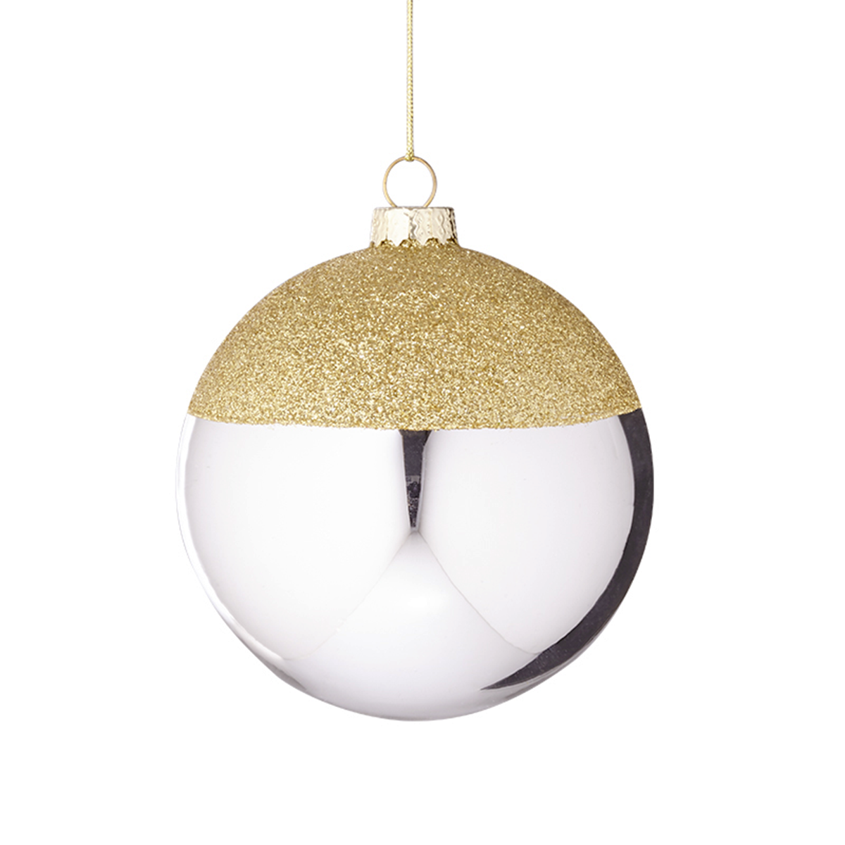 Sia Home Boule de Noël bicolore verre 10 cm vert doré