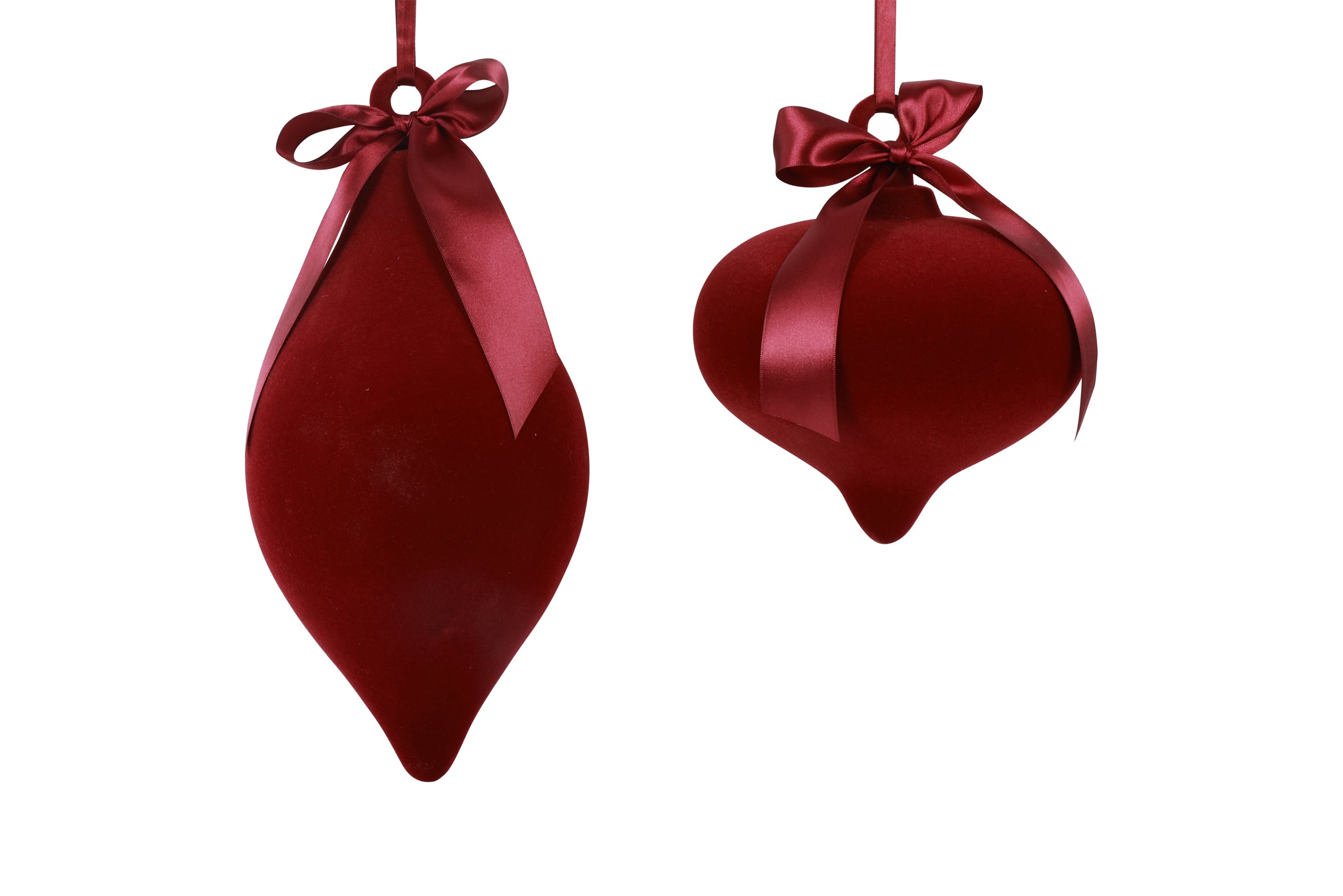 Feuillazur Rungis boule floqué bordeaux déco sapin 20x20x32cm