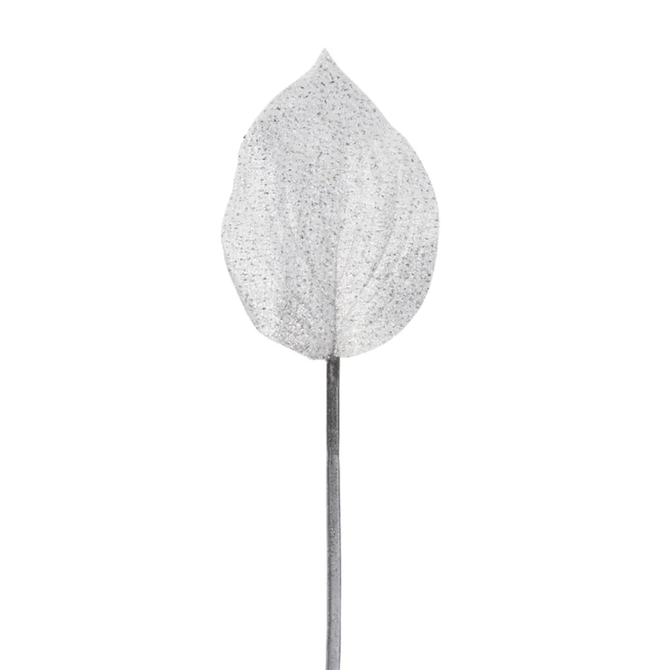 Sia Home Feuille Pailletée artificiel argenté 38 cm