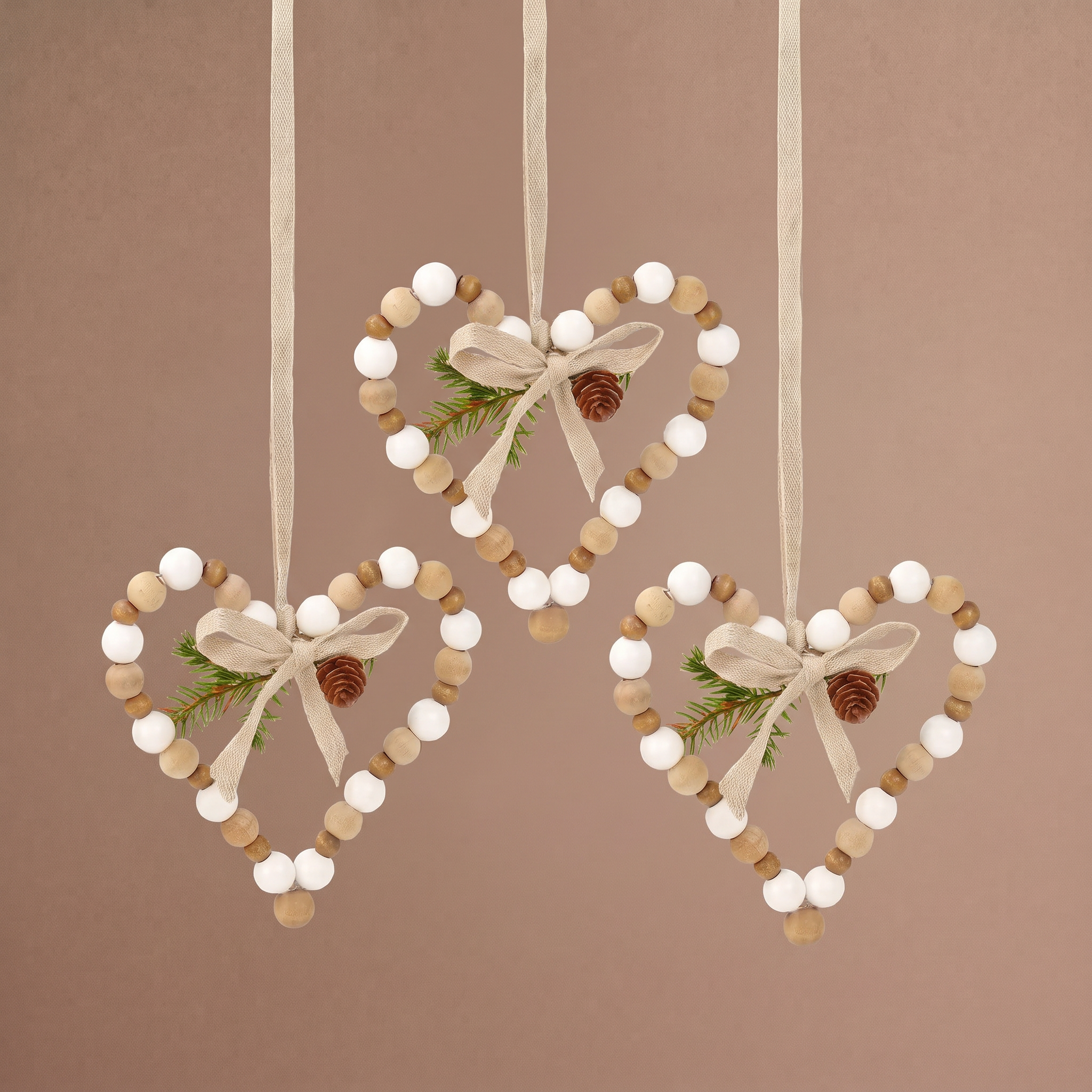 Sia Home Natura suspension Noël coeur bois 14 cm marron