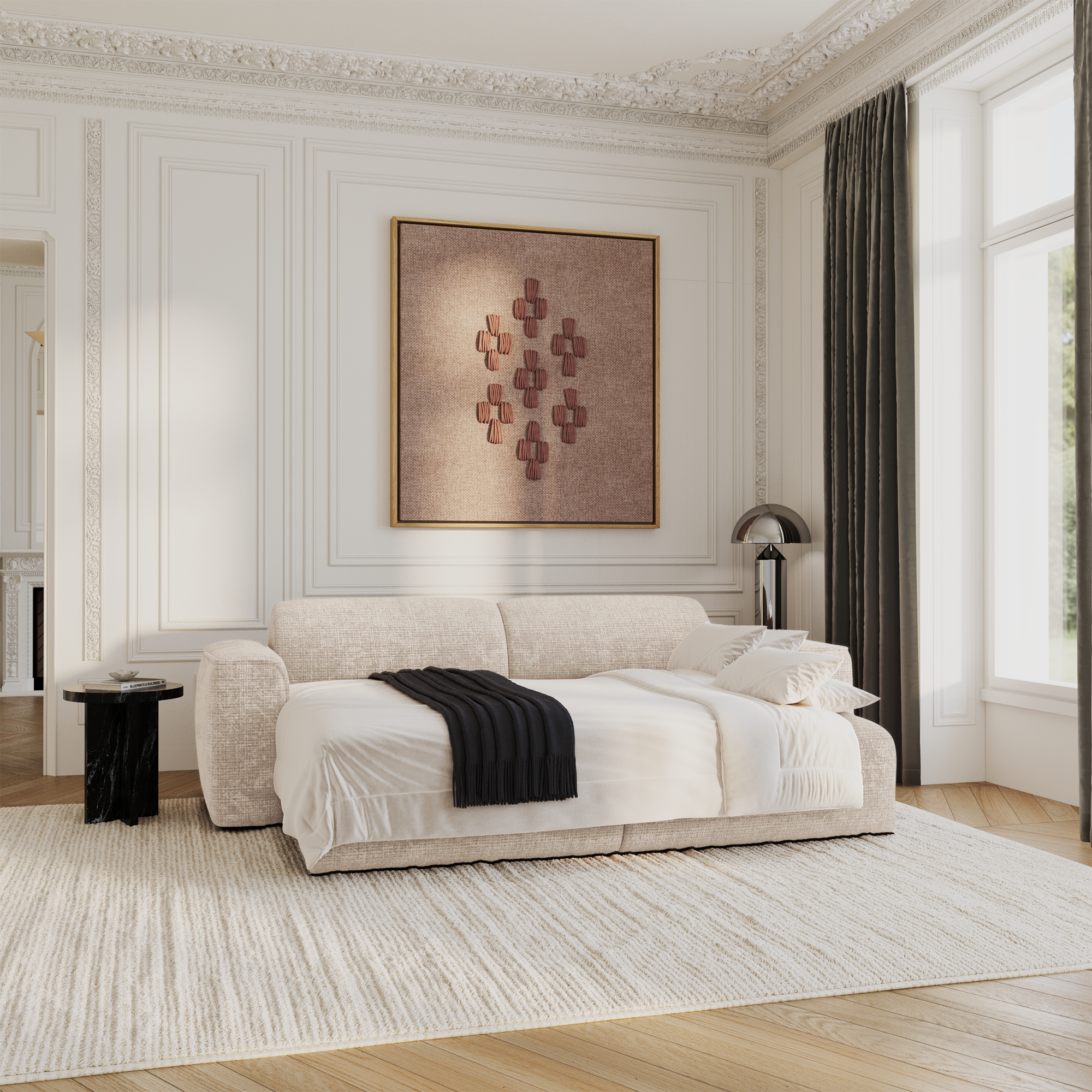 Sia Home Yuma Convertible canapé 4 places crème